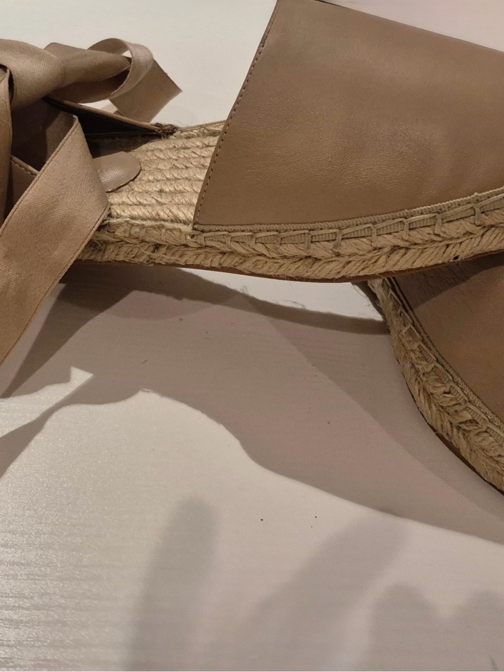Rebecca Minkoff Beige Ankle-Tie Espadrille Flats Worn 1x LOVE THESE 🩷! - Picture 4 of 10